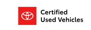 Toyota Certified Used Vehicles logo with a red square featuring the white Toyota emblem next to black text.