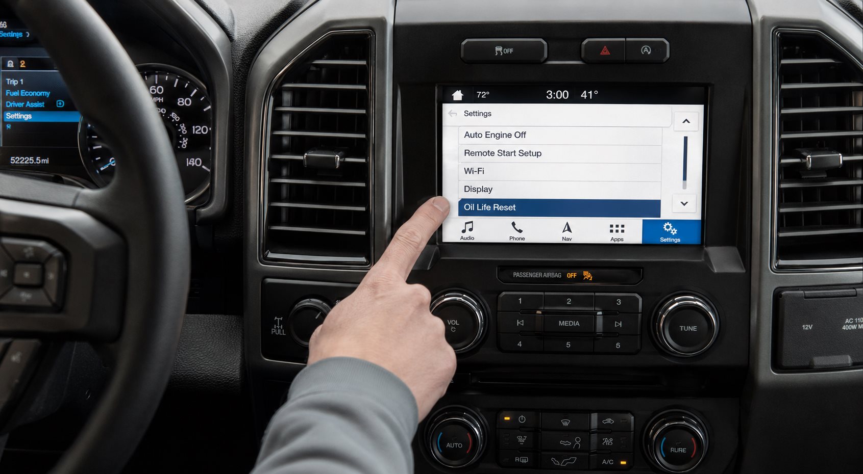 Ford steering-wheel controls used for oil life reset via message center