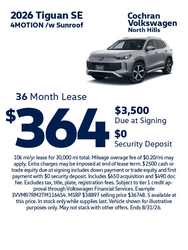 2026 Tiguan SE 4MOTION /w Sunroof