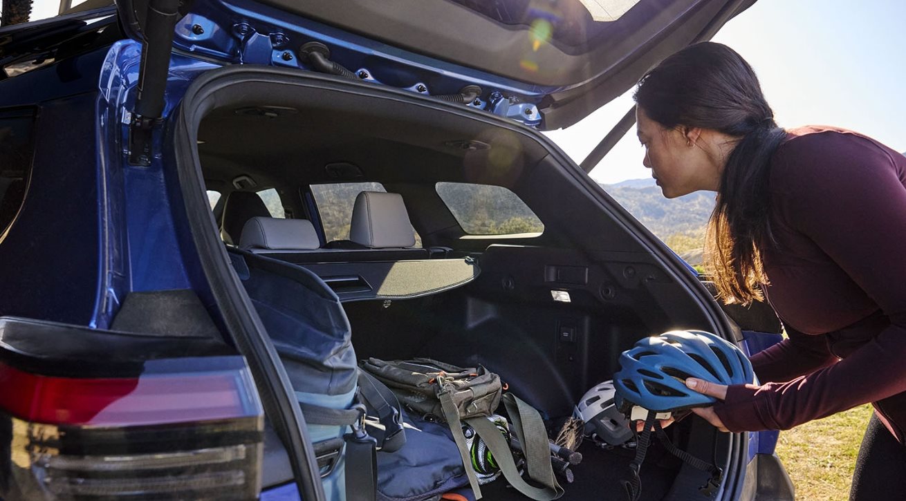 Subaru trunk filled with gear