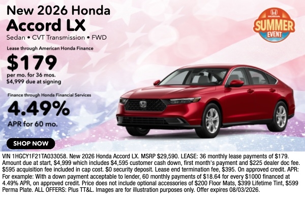 Lease a New Honda Accord LX