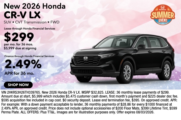 Lease a New 2026 Honda CR-V LX