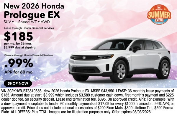 Lease a New 2026 Honda Prologue EX