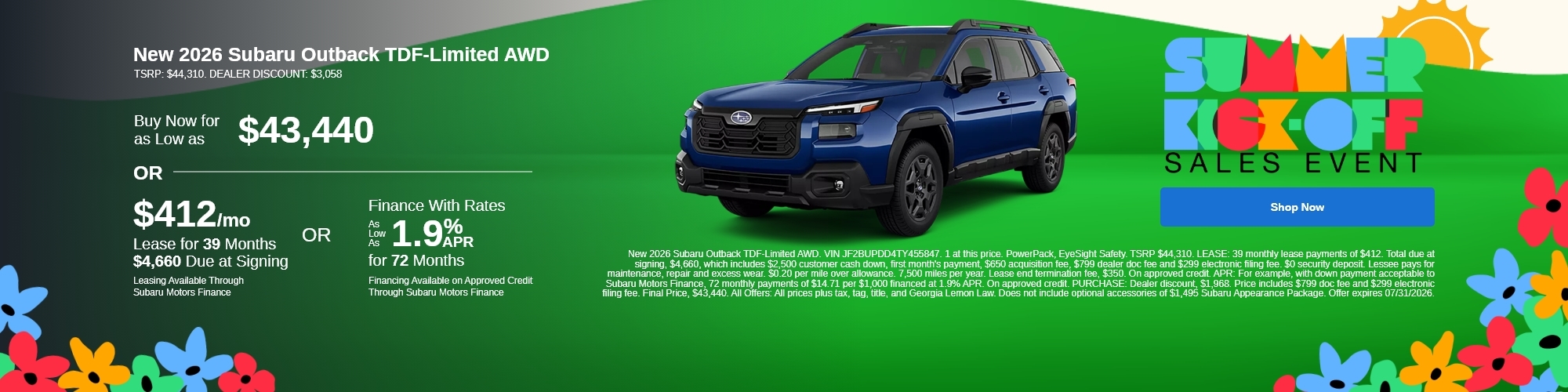Lease a New 2026 Subaru Outback