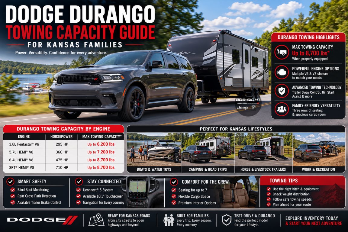 Dodge Durango Towing Capacity Guide for Kansas Families at Bob Sight CDJR