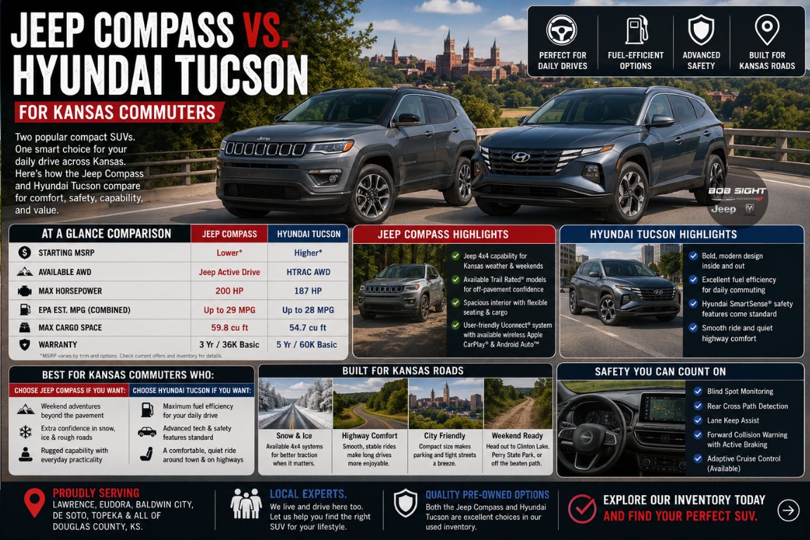 Jeep Compass vs Hyundai Tucson for Kansas Commuters at Bob Sight CDJR