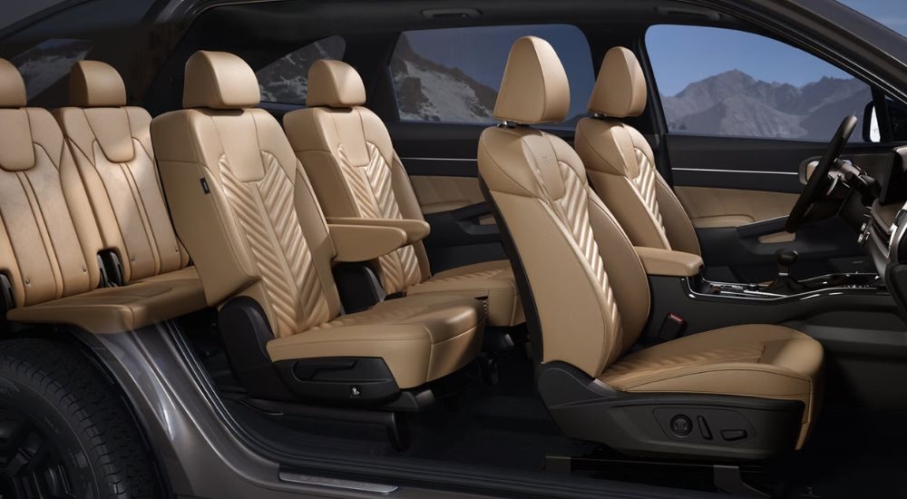 Cross section tan interior of a 2026 Kia Sorento.