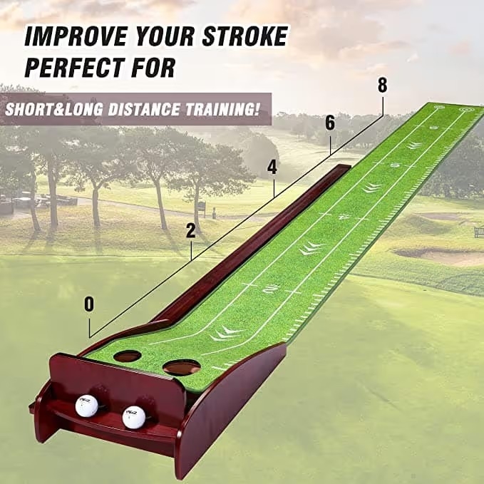 Indoor Golf Putting Mat with Electric Ball Return