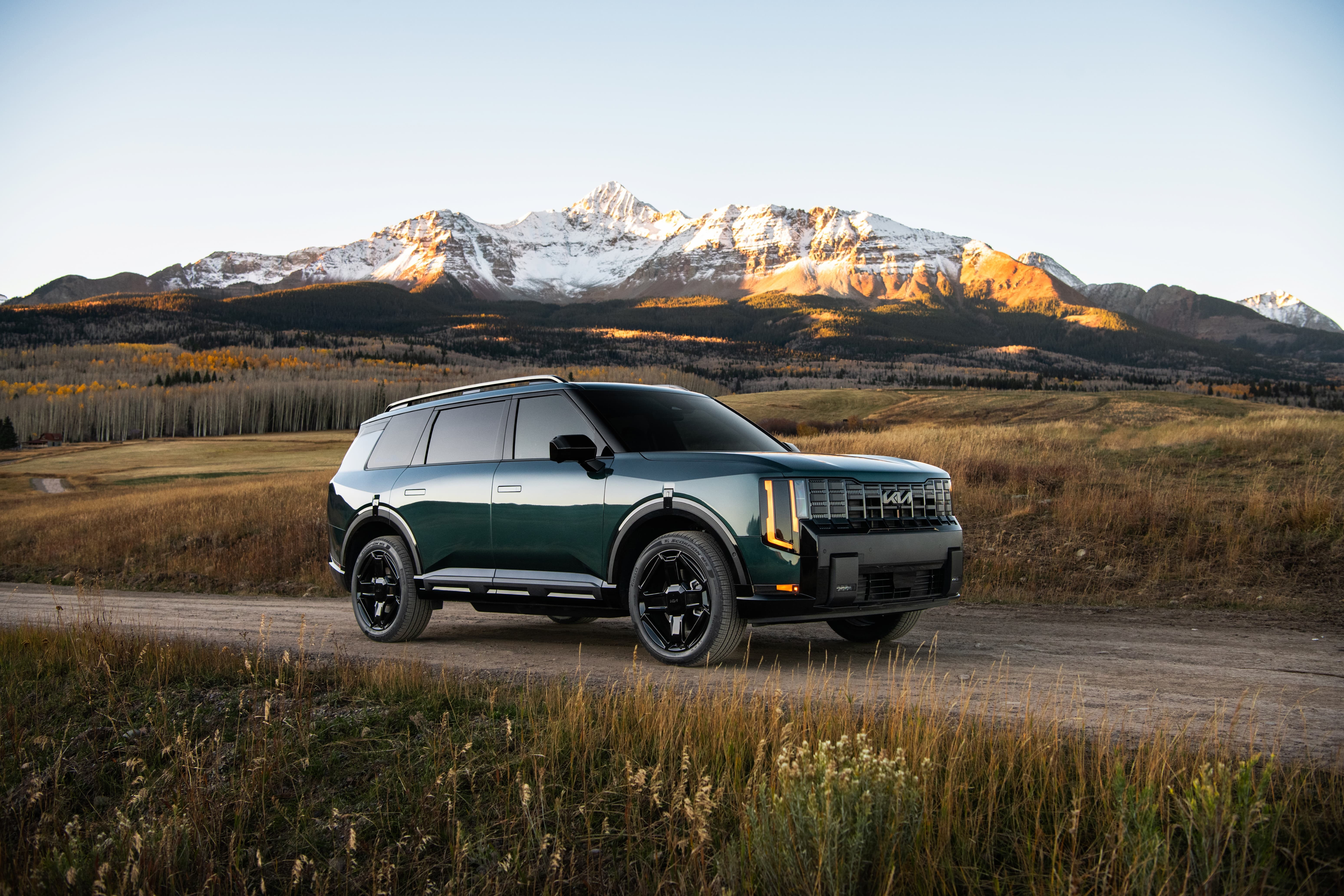 2027 Kia Telluride X-Pro trim on a mountain road near Orange County