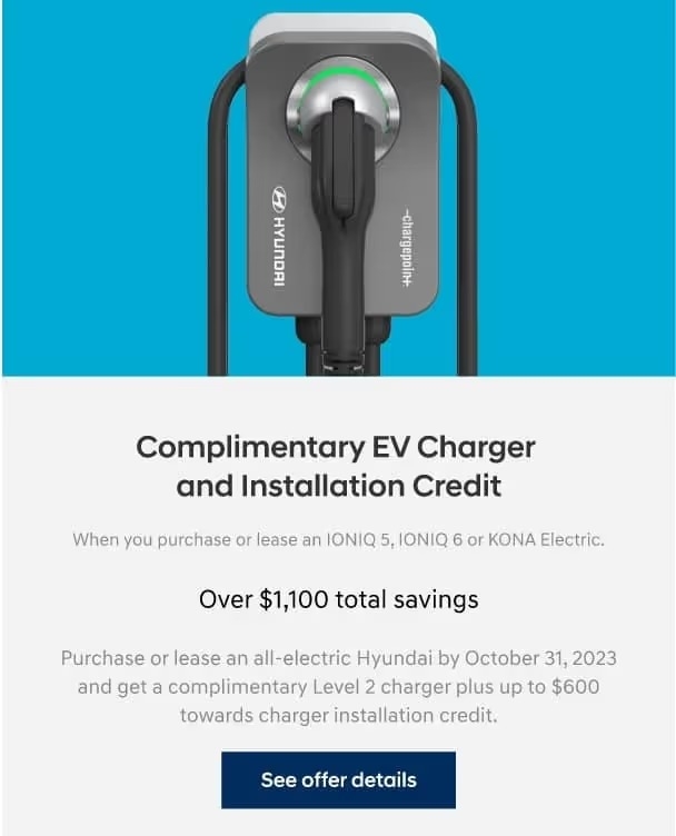 Hyundai Offers Complimentary Charger, Installation Assistance for EV Customers