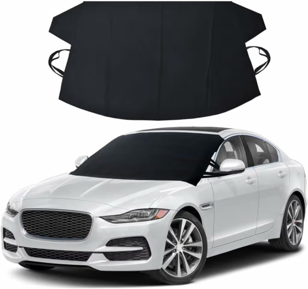 EcoNour Windshield Cover for Ice and Snow | Enhanced 600D Oxford Fabric Windshield Frost Cover for Any Weather | Water, Heat & Sag-Proof Car Windshield Snow Cover | Standard (69 x 42 inches)