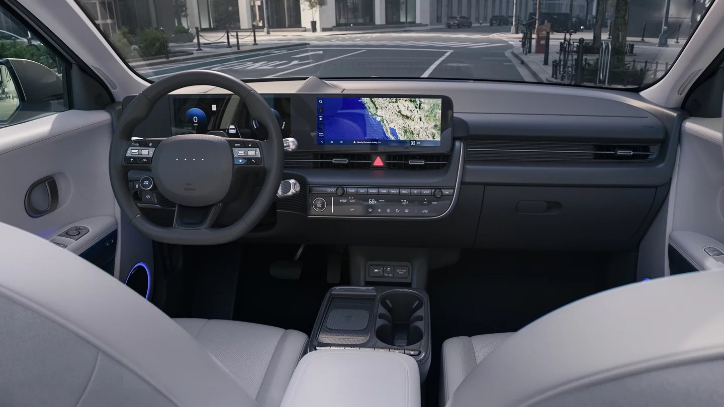 Hyundai IONIQ 5 flat floor interior with sliding rear seats and cargo space