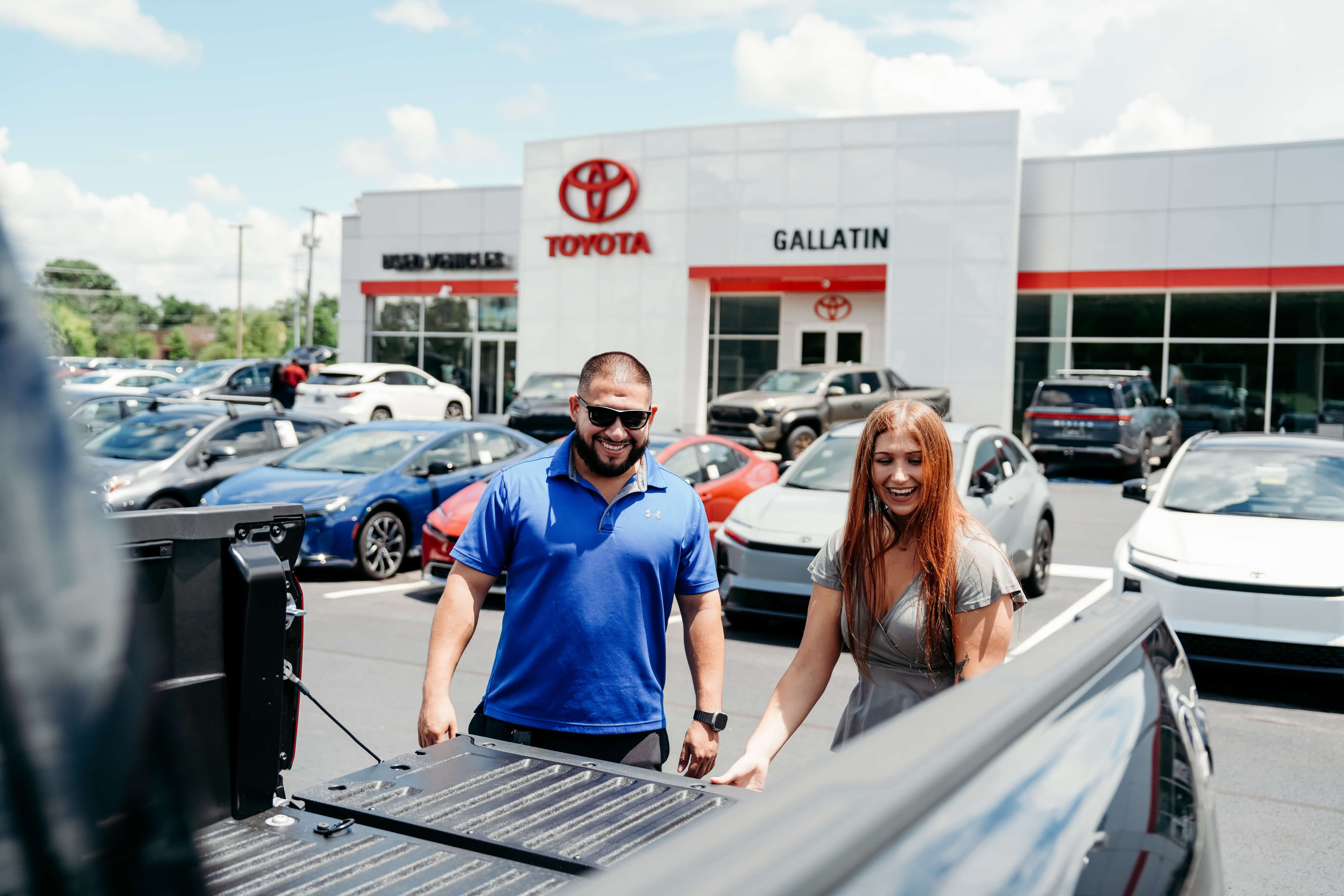 Customer receiving vehicle assistance outside Toyota of Gallatin