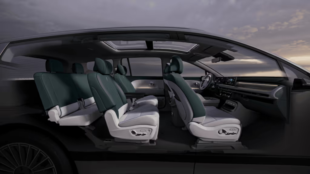 The interior of the 2026 Hyundai IONIQ 9 3-Row Electric SUV