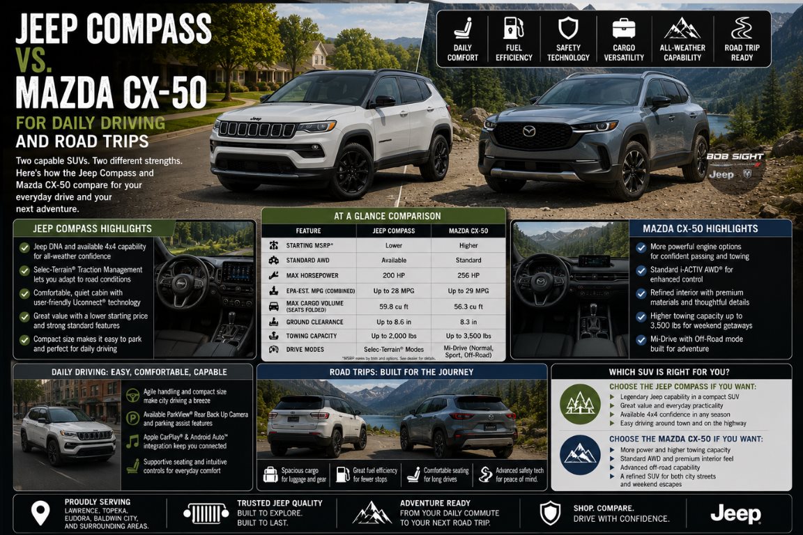 Jeep Compass vs Mazda CX-50: Best Compact SUV for Daily Driving
