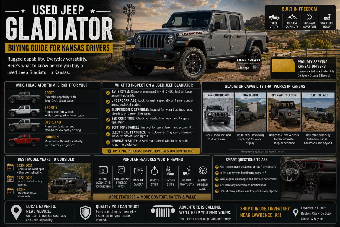 Used Jeep Gladiator Buying Guide: Towing, Specs, & Trims in Kansas