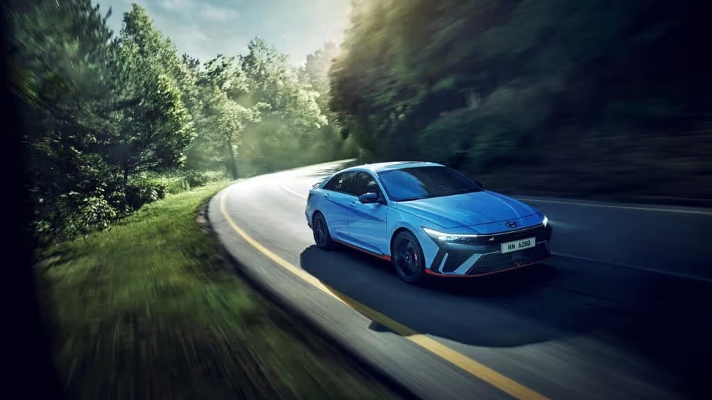 2023 Hyundai Elantra N carving on highway