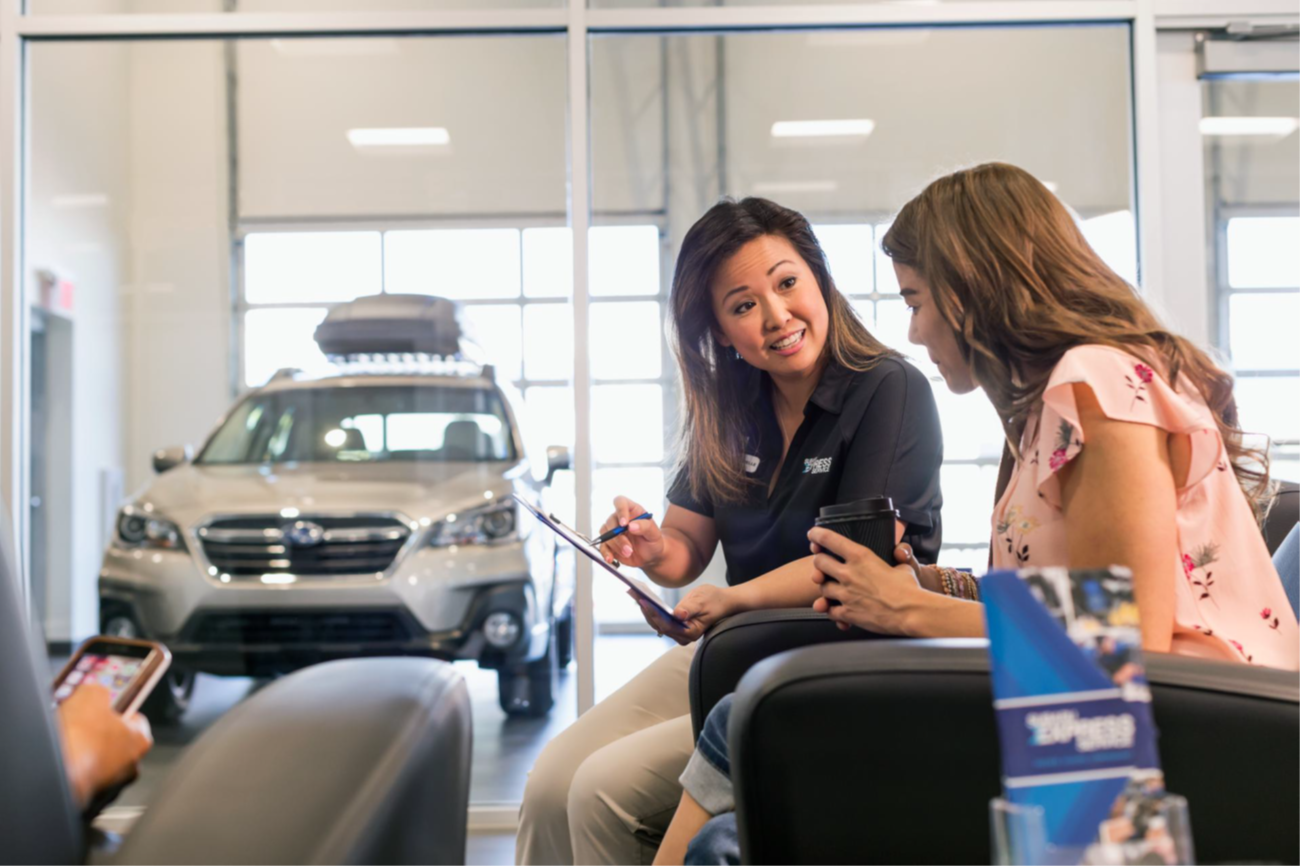 Customer discussing flexible financing options for a used vehicle