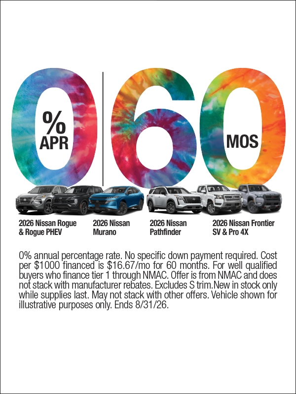 Nissan Rogue and Rogue and Pathfinder and Murano and Frontier Specials