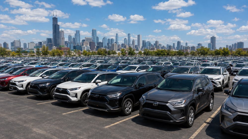 Toyota of Downtown Chicago new vehicle lot with current model year inventory in Lincoln Park