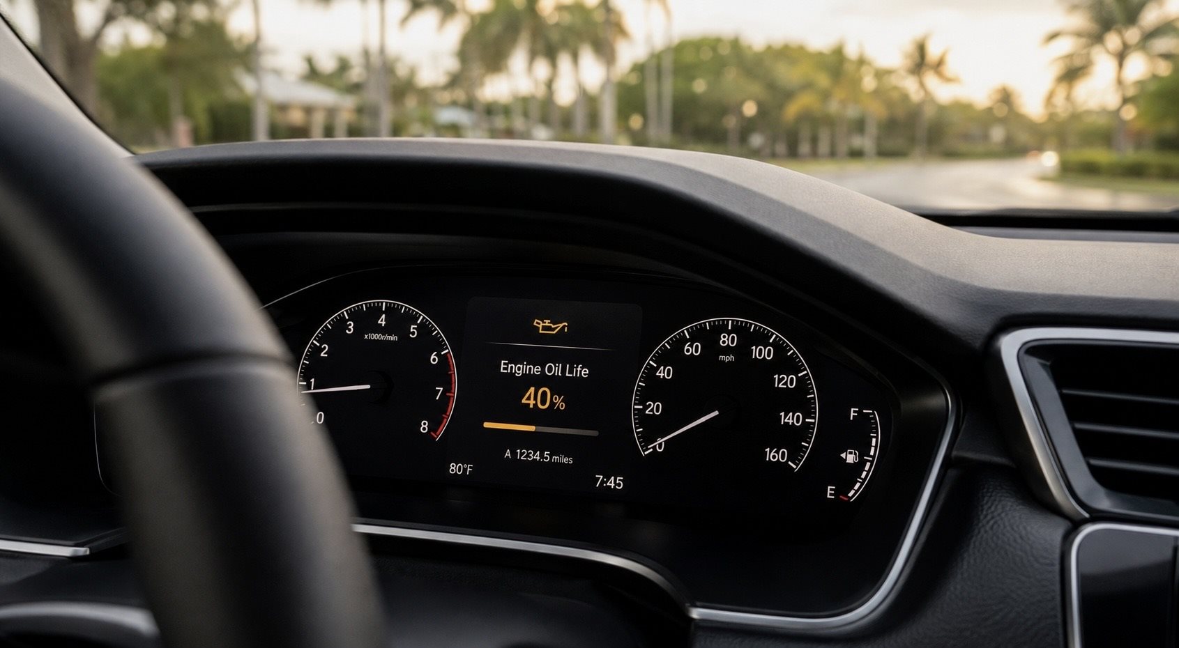 Honda Maintenance Minder display showing oil life percentage on dashboard