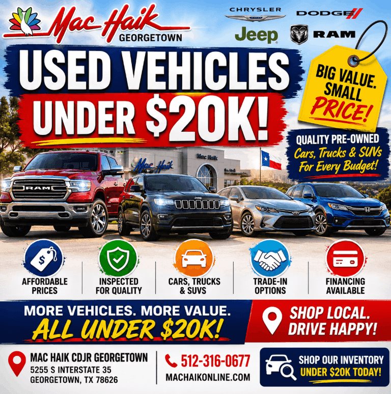 Used Vehicles Under $20K Cars • Trucks • SUVs • Budget-Friendly Options