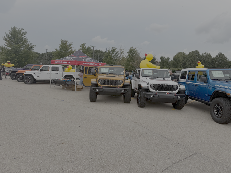Castle CDJR Naperville Jeep Wranglers on display at Texas Roadhouse Jeep Night in Naperville