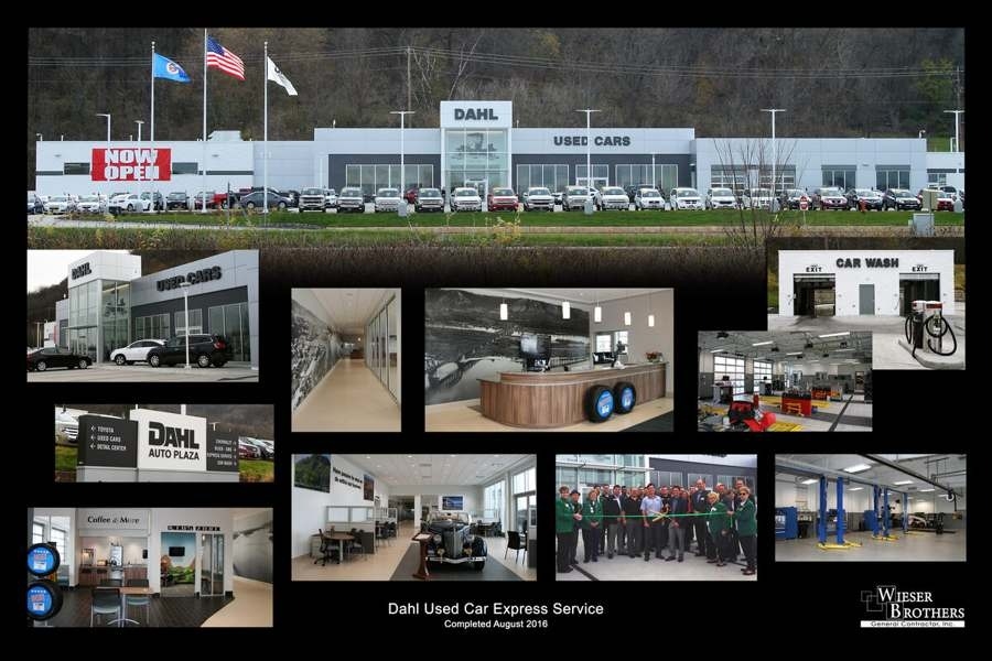 Used-car building, service bays, and car-wash entrance