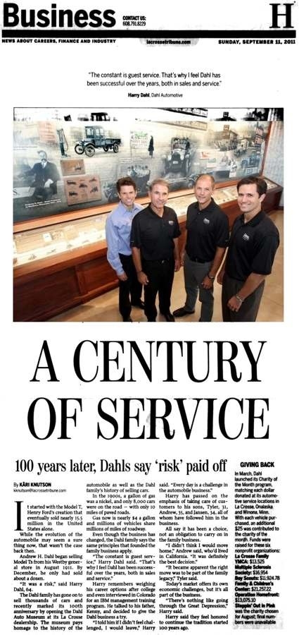 Newspaper page titled A Century of Service