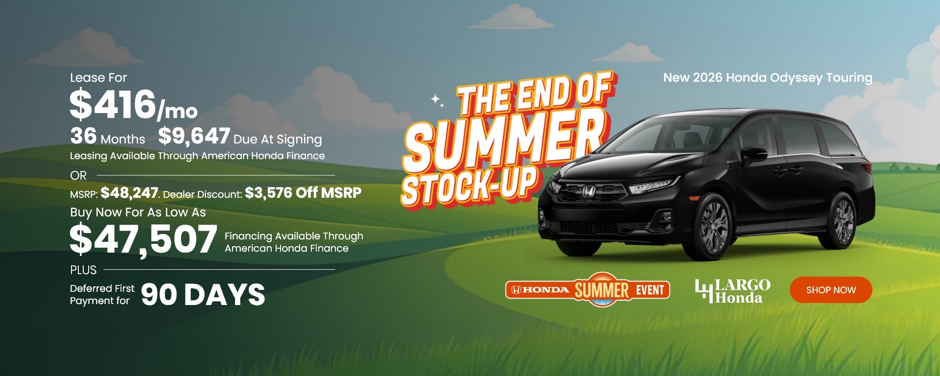 Lease a New 2026 Honda Odyssey Touring