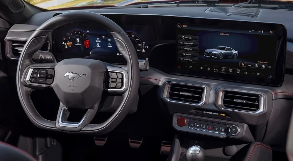 Gray dash in a 2026 Ford Mustang.