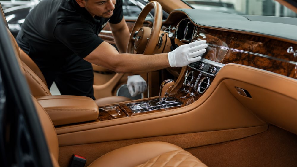 Bentley stored indoors and connected to a compatible battery conditioner