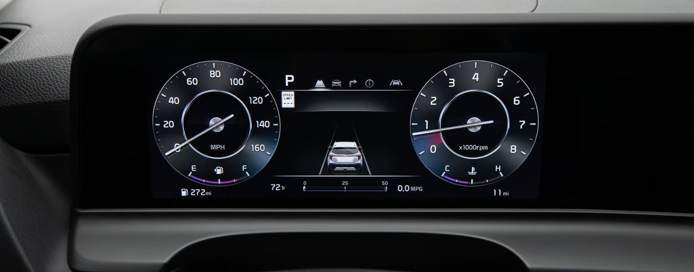 The digital gauge cluster on a 2026 Kia Seltos.