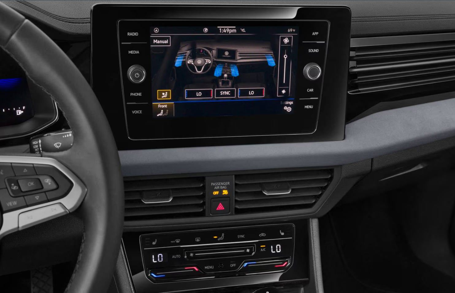 2026 Volkswagen Jetta interior with digital cockpit and heated front seats