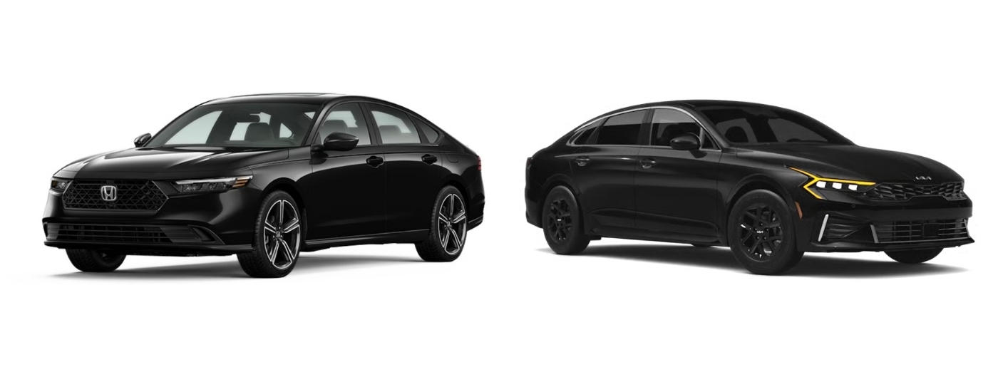 Black 2026 Honda Accord Hybrid Sport vs black 2026 Kia K5 LXS