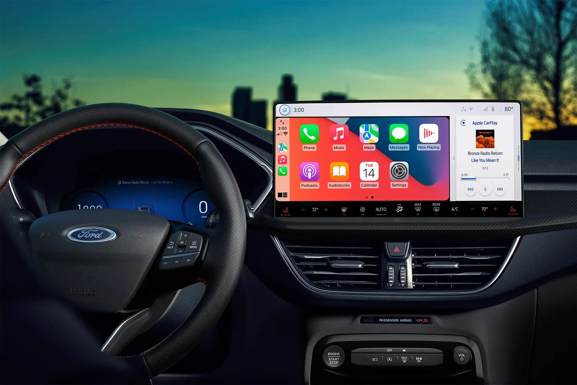 Ford Escape interior showing the centre display and steering wheel, worth checking on any used Escape