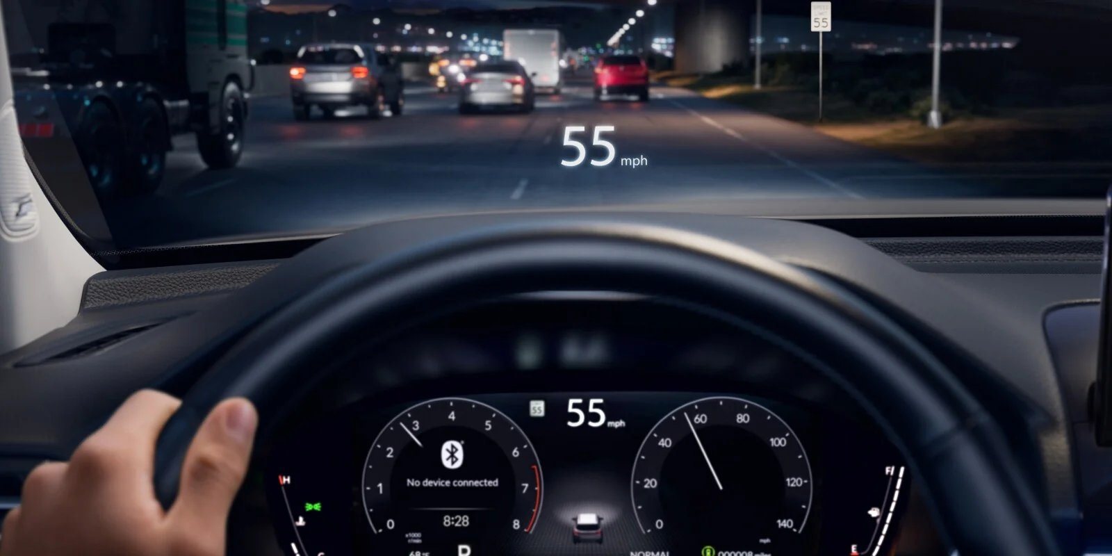 2026 Honda Pilot Elite head-up display showing speed on the windshield