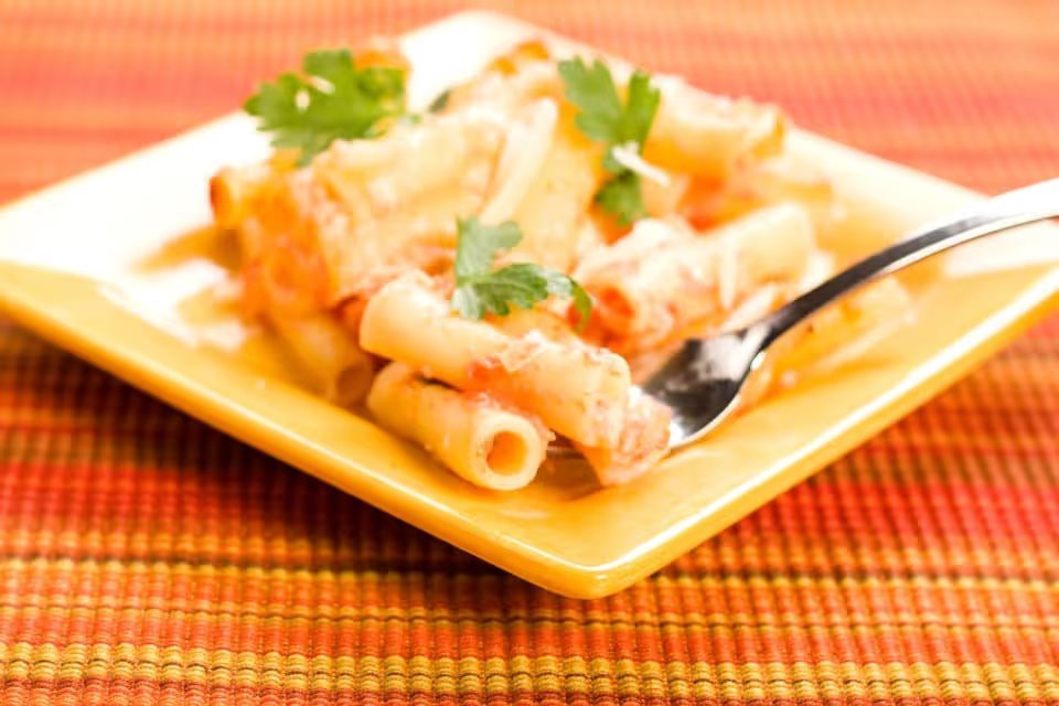 Plated baked ziti