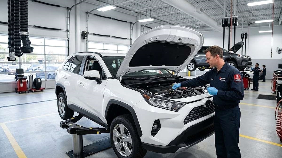 2026 Toyota RAV4 Hybrid in a professional service bay