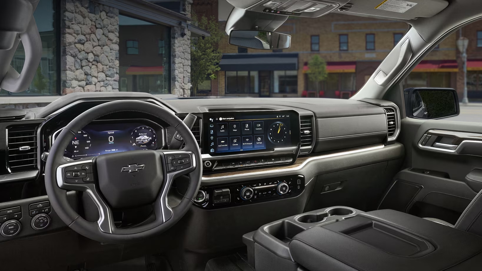 2026 Chevrolet Silverado 1500 interior detail shown for comparison against 2026 Toyota Tundra at Claremont Toyota in Los Angeles County