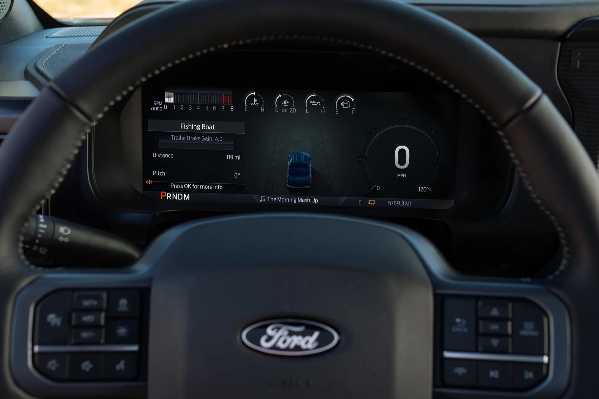 2026 Ford F-150 digital instrument cluster showing BlueCruise status