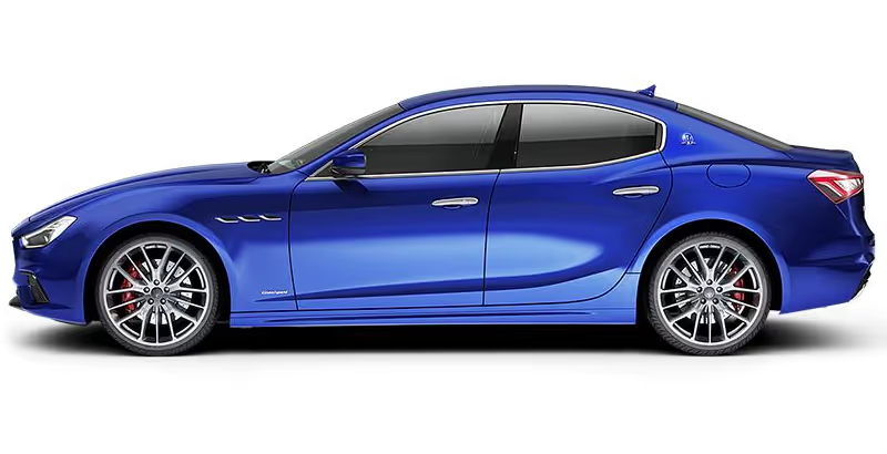 A blue 2020 Maserati Ghibli