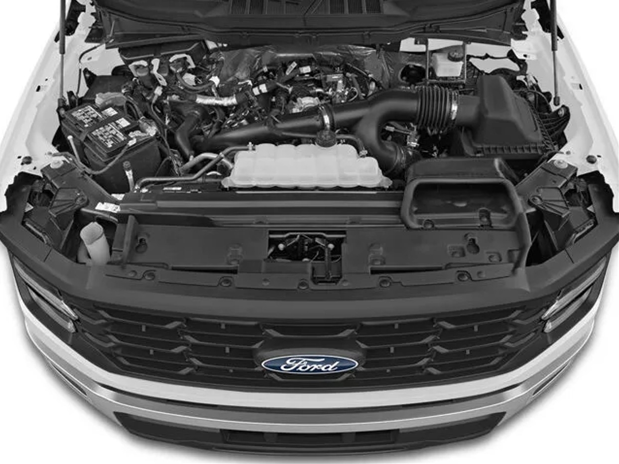 Engine bay of the 2026 Ford F-150