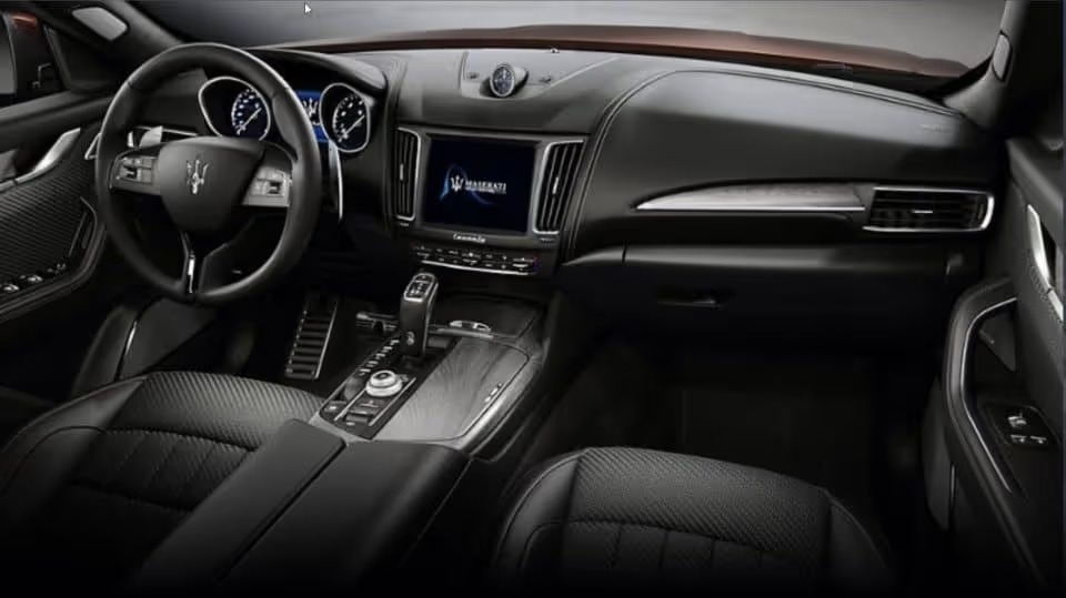 Maserati interior with black luxury furnishings