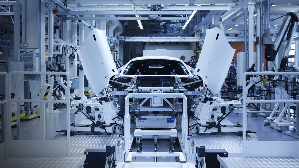 Maserati being assembled in factory
