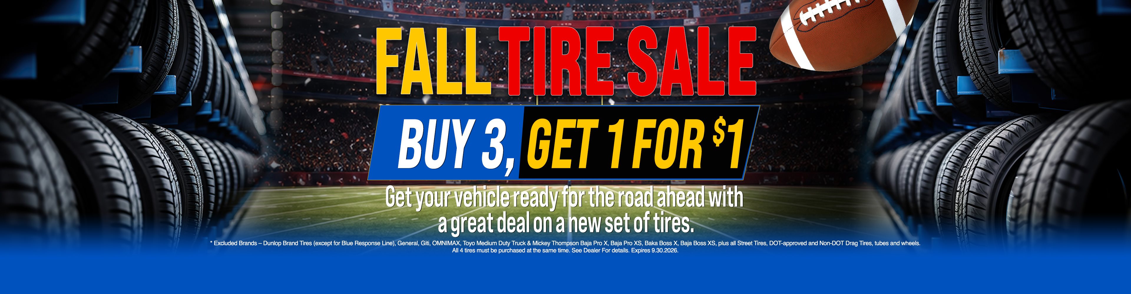 Claim the September tire special at Bob Sight CDJR in Lawrence, KS