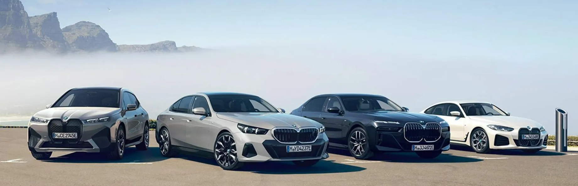 New BMW models lined up on the front lot at BMW of Akron