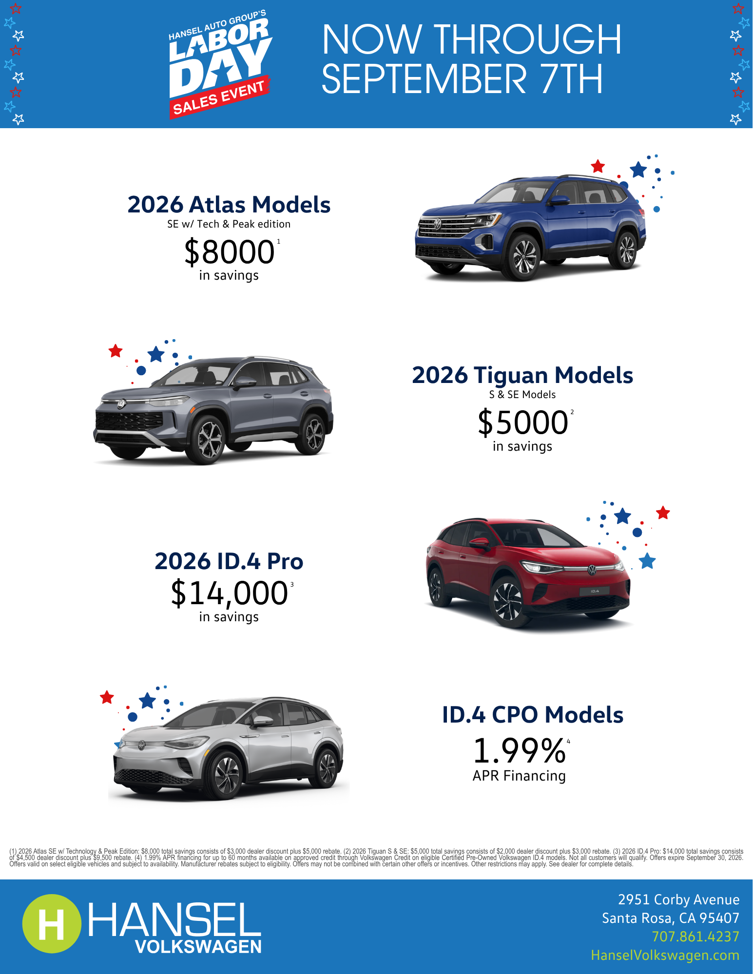 Hansel Volkswagen Labor Day Specials
