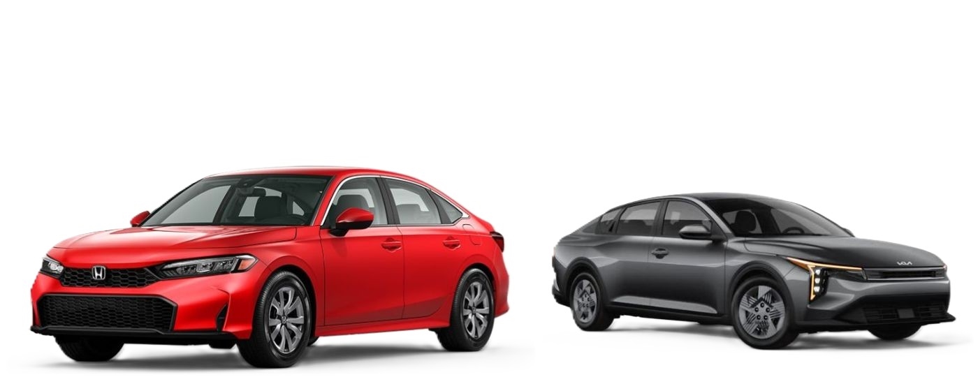 A red 2026 Honda Civic vs a black 2026 Kia K4