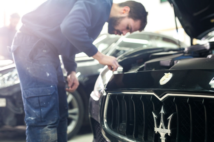 Maserati being serviced on the factory maintenance schedule at Maserati of Central New Jersey